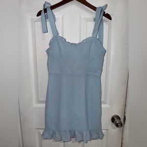 Forever 21 Light Blue Tie-Strap Mini Dress